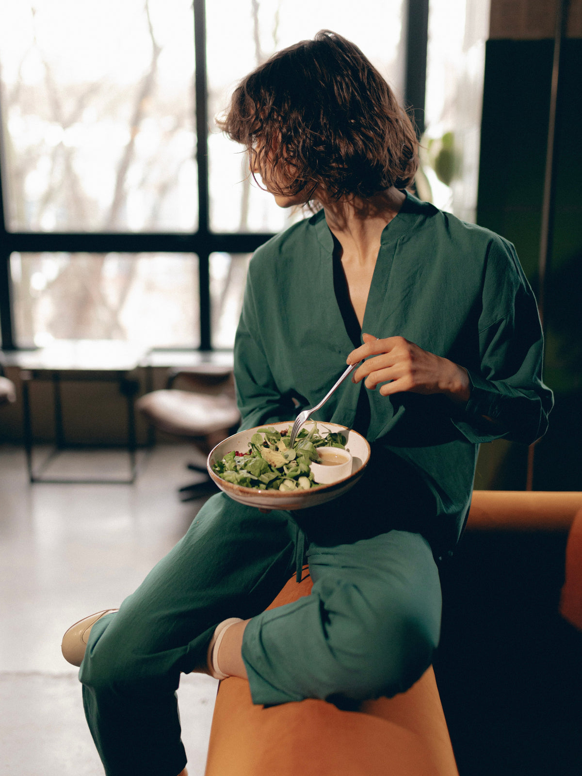 Women's pajama made of boiled cotton Smaragd