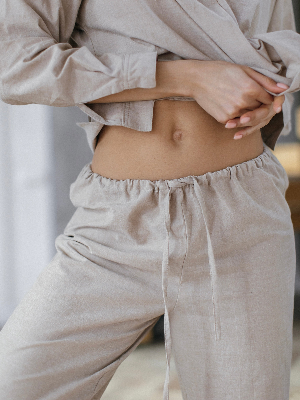 Women's boiled cotton pants Leglo Almond
