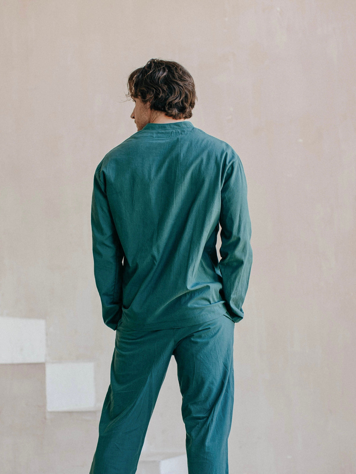 Camisa masculina de algodón hervido Leglo Smaragd