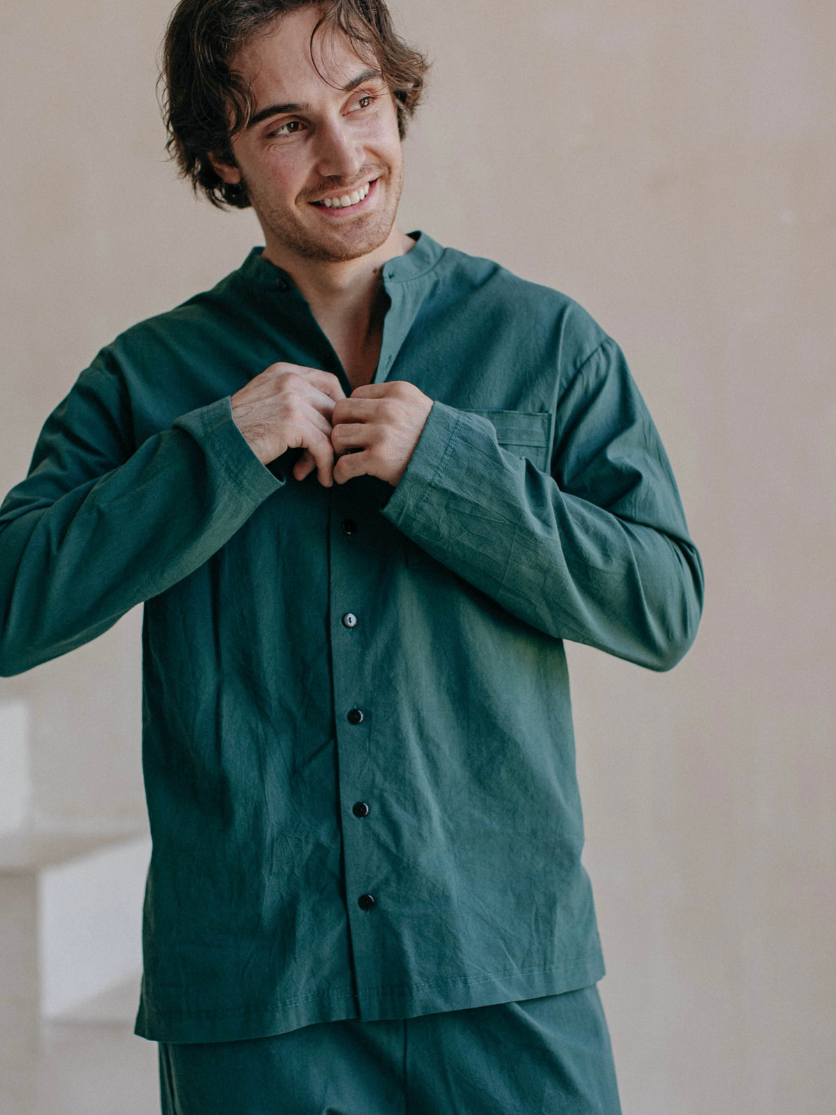 Camisa masculina de algodón hervido Leglo Smaragd