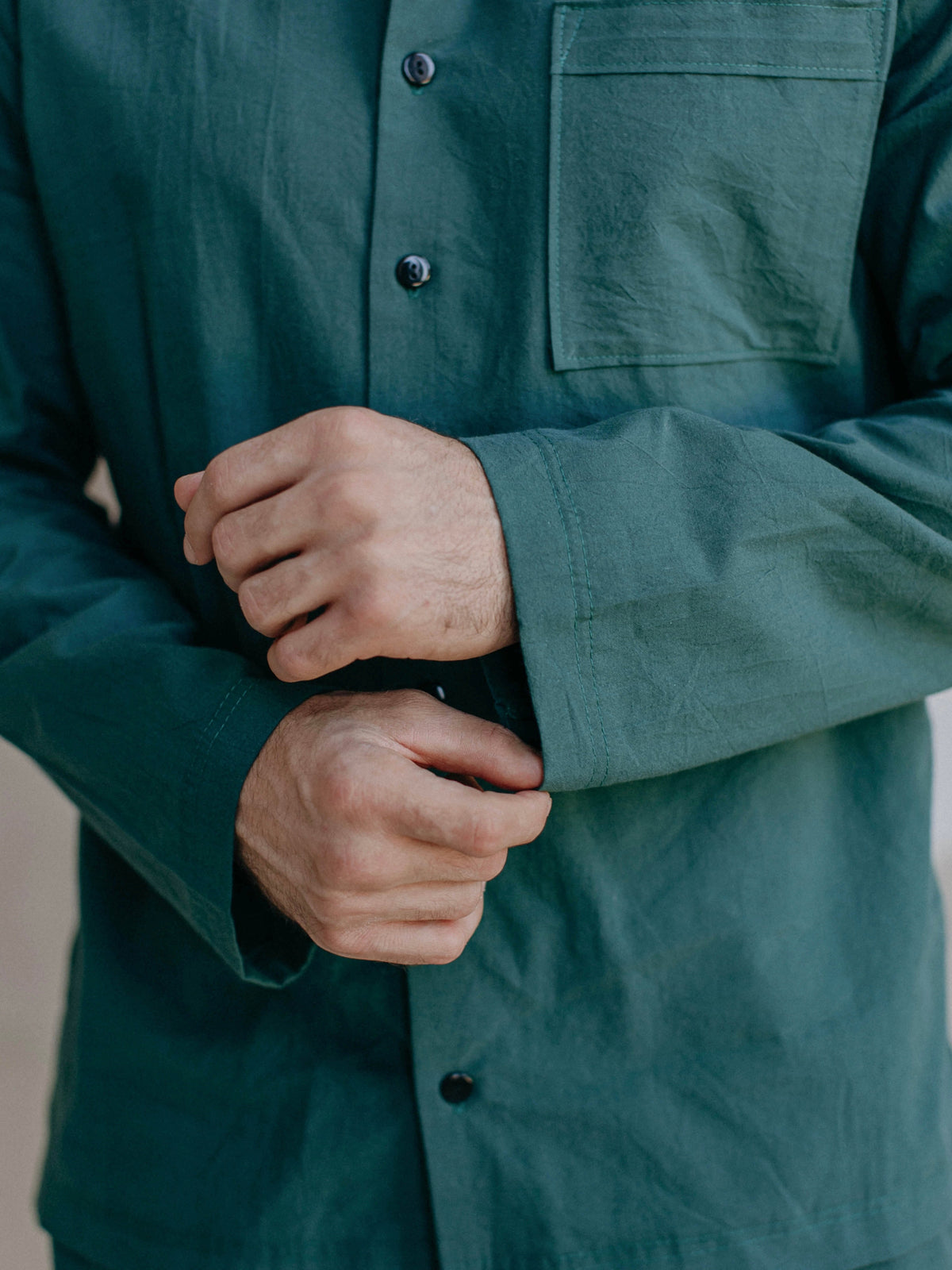 Camisa masculina de algodón hervido Leglo Smaragd