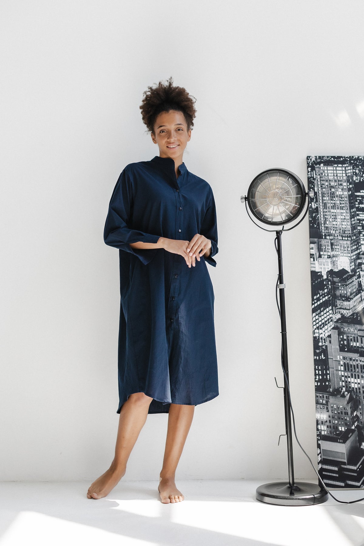 Long Sleeve Sleepdress — Navy