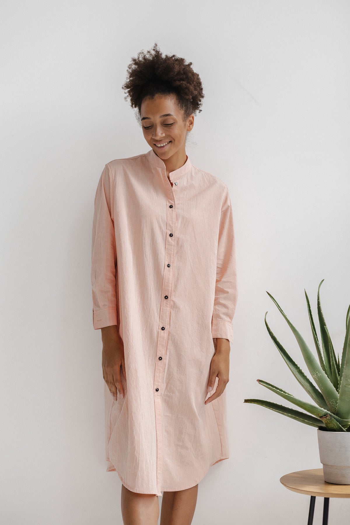 Camisón de manga larga — Rosa pastel