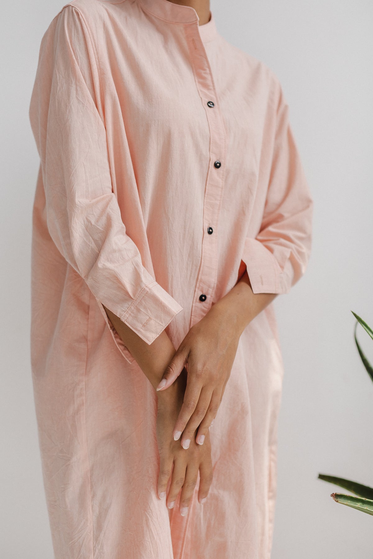 Camisón de manga larga — Rosa pastel