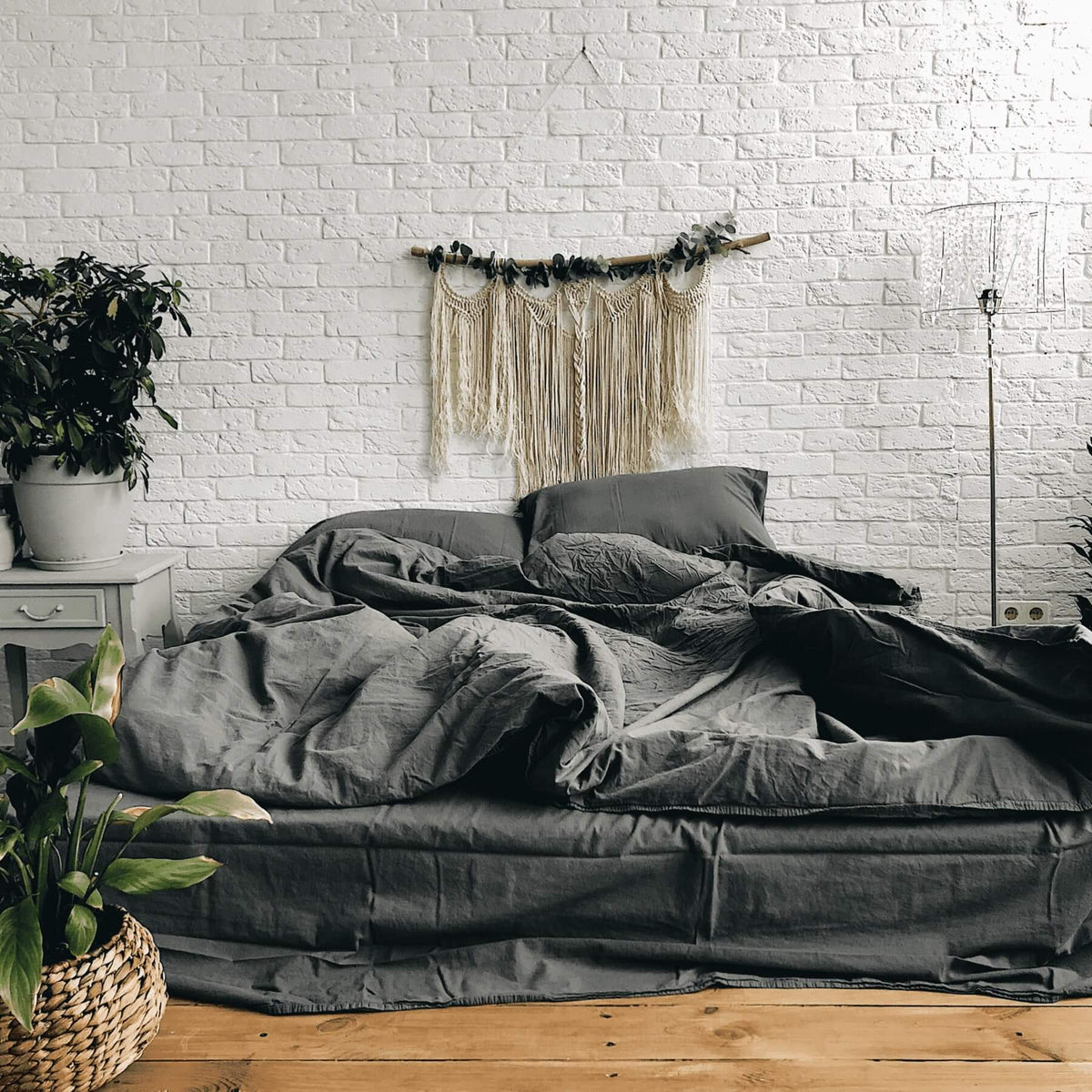 Washed Cotton Bedding Set Slate