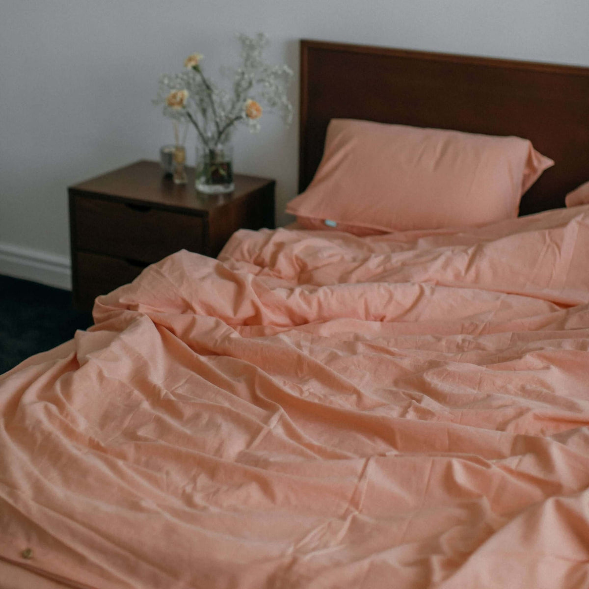 Washed Cotton Bedding Set Pastel Pink