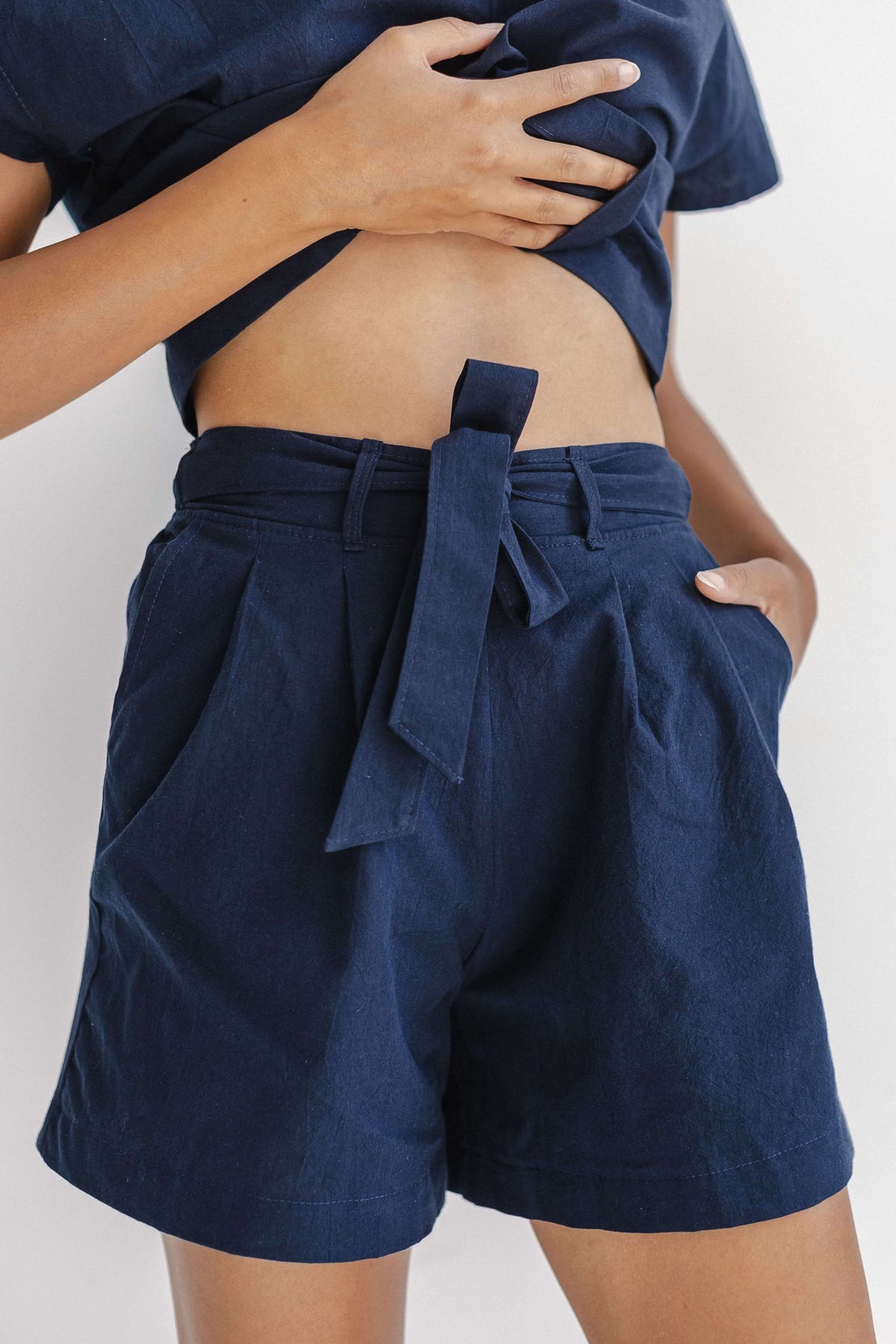 Pijama Feminino com Calções Azul Marinho